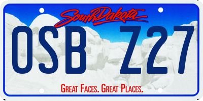 SD license plate 0SBZ27