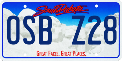 SD license plate 0SBZ28