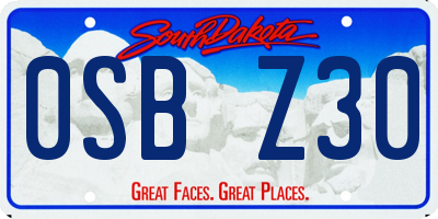 SD license plate 0SBZ30