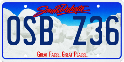 SD license plate 0SBZ36