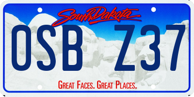 SD license plate 0SBZ37