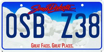 SD license plate 0SBZ38