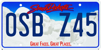 SD license plate 0SBZ45
