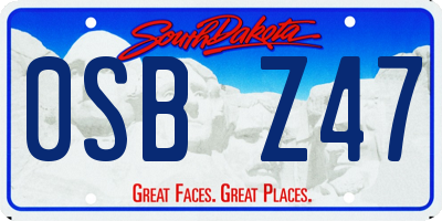 SD license plate 0SBZ47