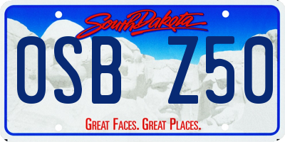 SD license plate 0SBZ50