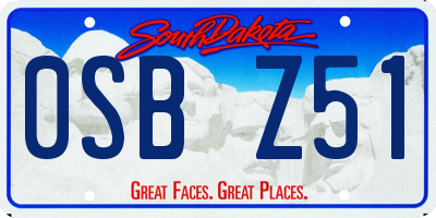 SD license plate 0SBZ51