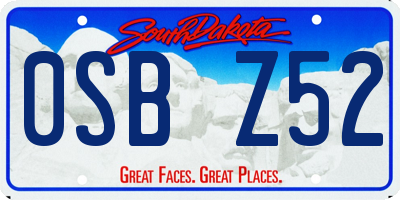 SD license plate 0SBZ52