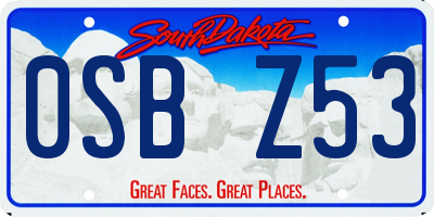SD license plate 0SBZ53