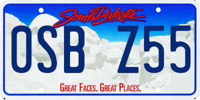 SD license plate 0SBZ55