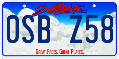 SD license plate 0SBZ58