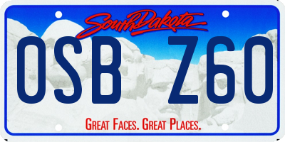 SD license plate 0SBZ60