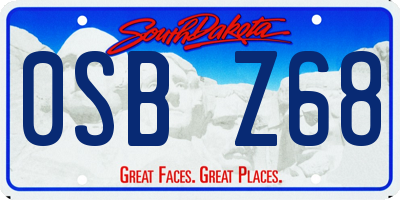 SD license plate 0SBZ68