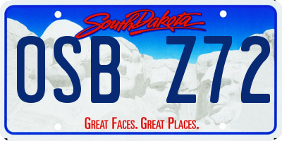 SD license plate 0SBZ72