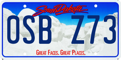 SD license plate 0SBZ73