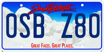 SD license plate 0SBZ80