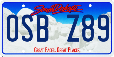 SD license plate 0SBZ89
