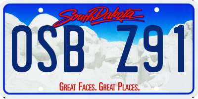 SD license plate 0SBZ91