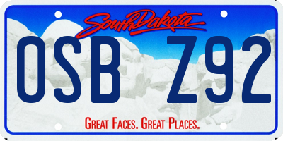 SD license plate 0SBZ92