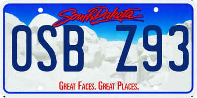 SD license plate 0SBZ93