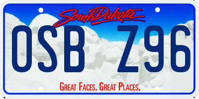 SD license plate 0SBZ96