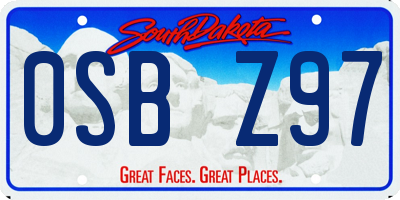 SD license plate 0SBZ97