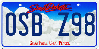 SD license plate 0SBZ98