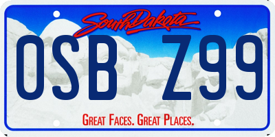 SD license plate 0SBZ99
