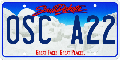 SD license plate 0SCA22