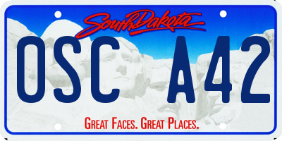 SD license plate 0SCA42
