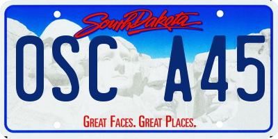 SD license plate 0SCA45