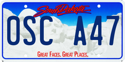 SD license plate 0SCA47