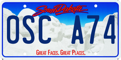 SD license plate 0SCA74