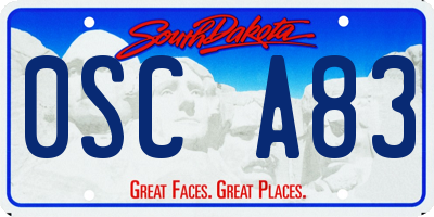 SD license plate 0SCA83