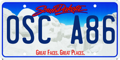 SD license plate 0SCA86