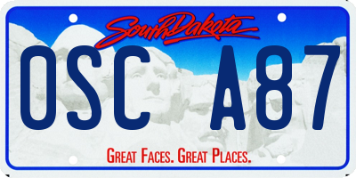 SD license plate 0SCA87
