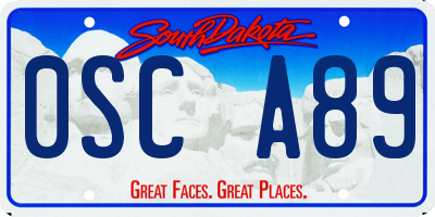 SD license plate 0SCA89