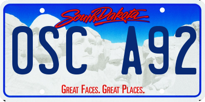 SD license plate 0SCA92