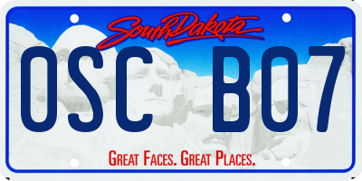 SD license plate 0SCB07