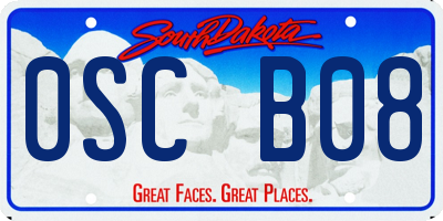 SD license plate 0SCB08