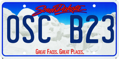 SD license plate 0SCB23