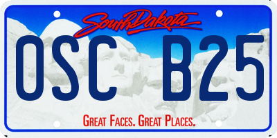 SD license plate 0SCB25