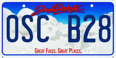 SD license plate 0SCB28