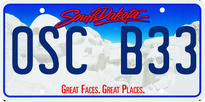SD license plate 0SCB33