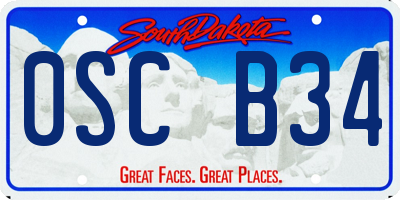 SD license plate 0SCB34