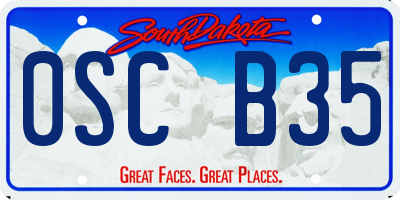 SD license plate 0SCB35
