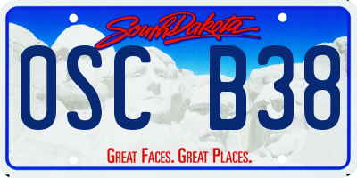 SD license plate 0SCB38