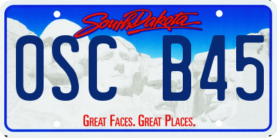 SD license plate 0SCB45