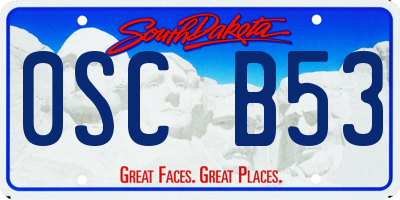 SD license plate 0SCB53