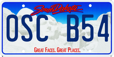 SD license plate 0SCB54