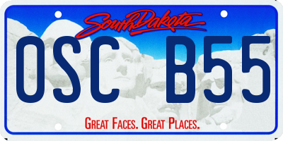 SD license plate 0SCB55